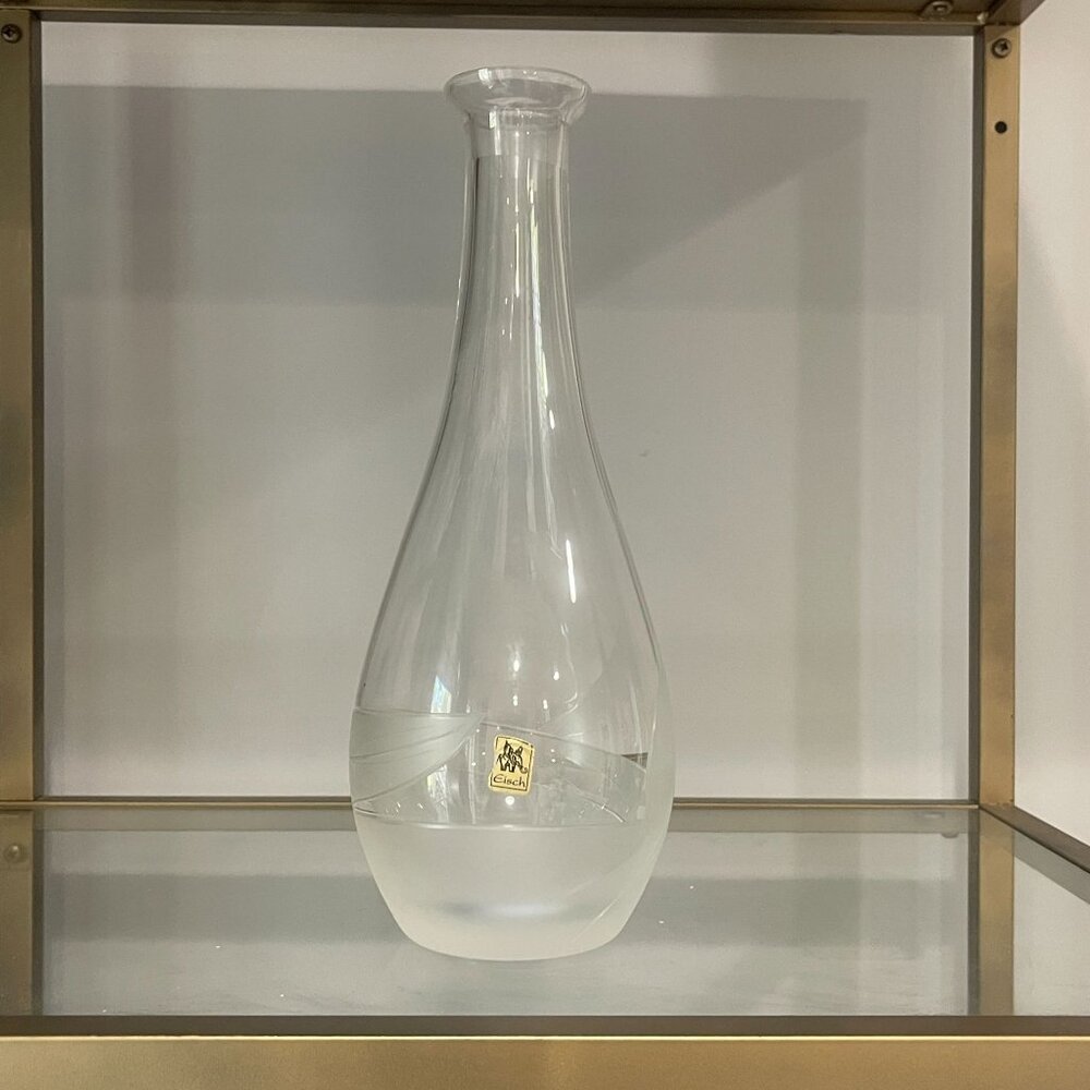 Eisch Etched Leaf Glass Wine Decanter 11.5" Vintage